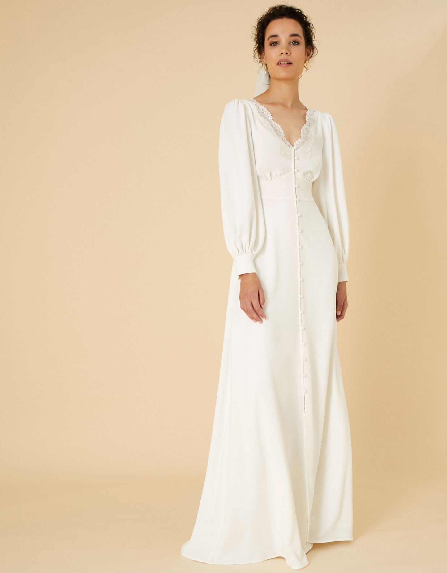 Cecilia long sleeve bridal lace dress ivory