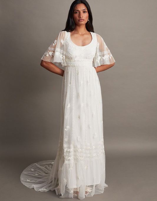 Julita embroidered lace bridal dress ivory