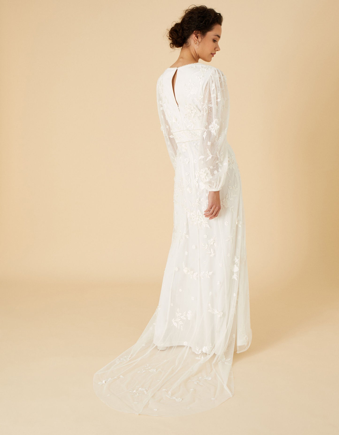 Jennifer long sleeve bridal maxi dress ivory