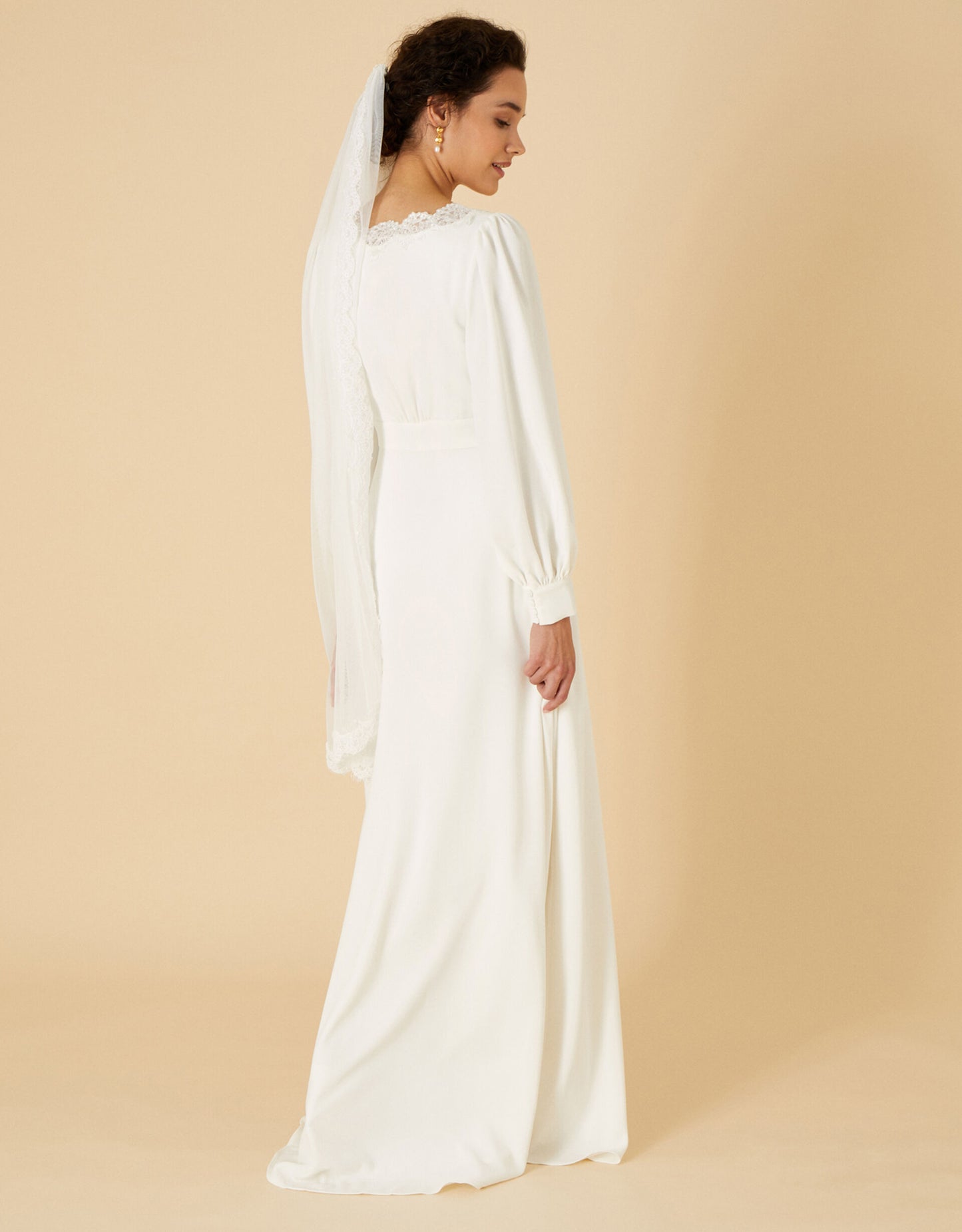 Cecilia long sleeve bridal lace dress ivory