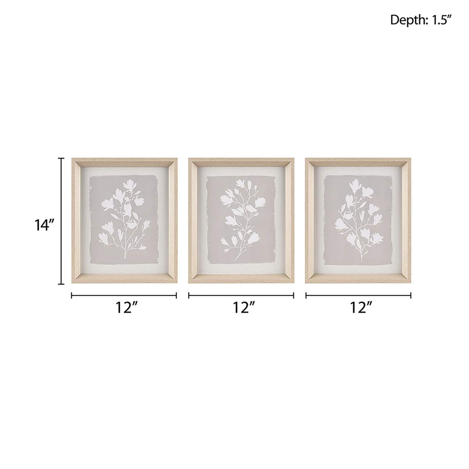 Fair Florets 16 3/4" High Beige Framed 3-Piece Wall Art Set