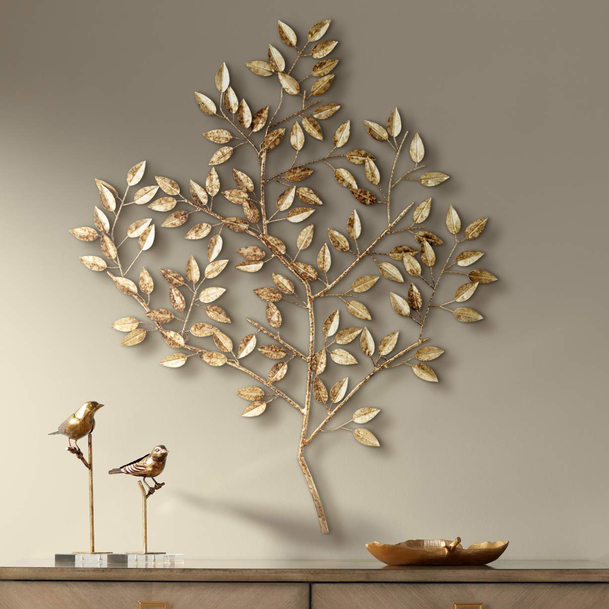 Dolma Gold Leaves 36" High Iron Wall Art