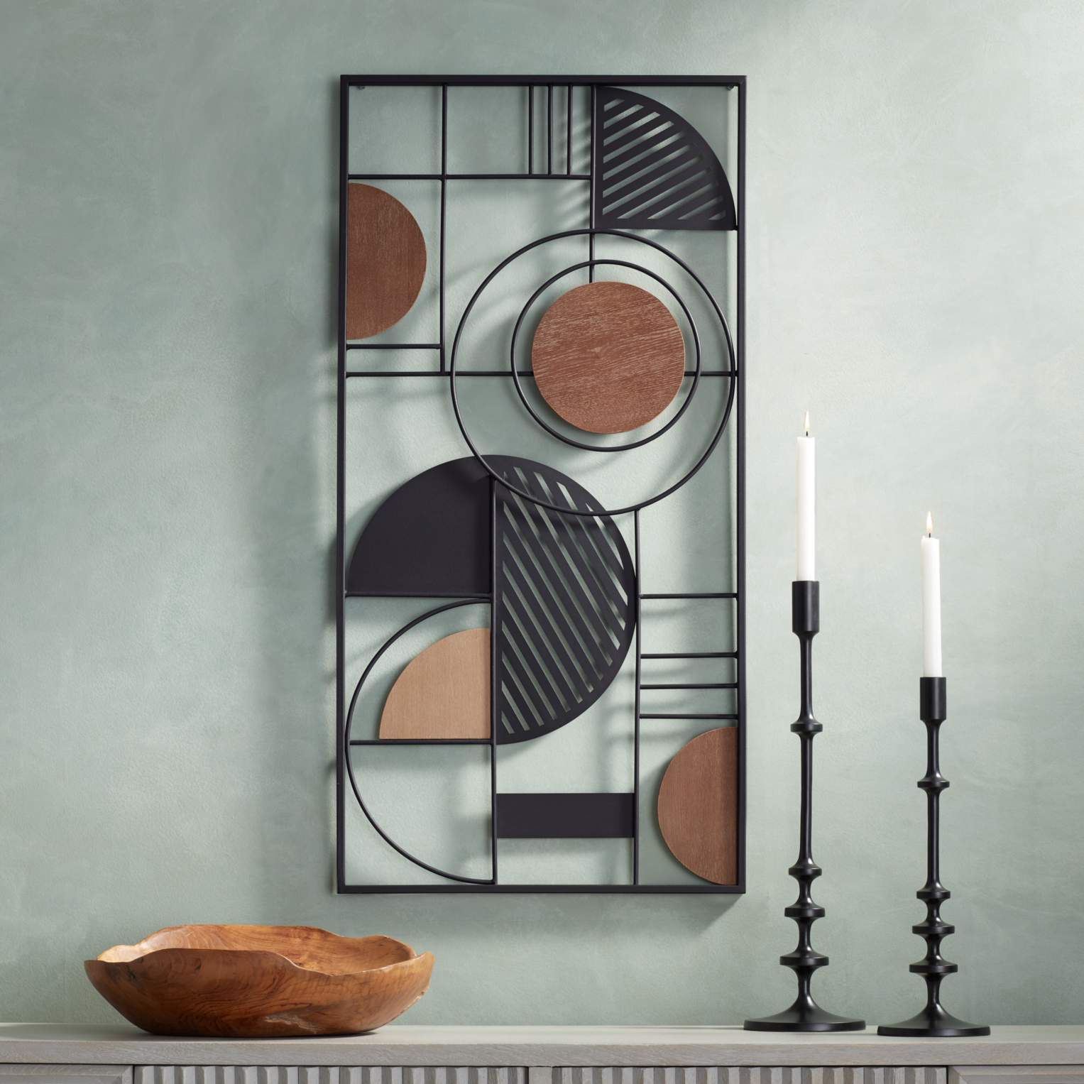 Delmar 39 1/2" High Black Brown Rectangular Metal Wall Art