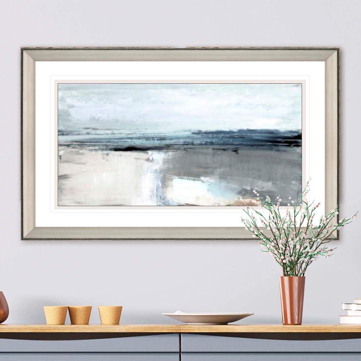 Moody Coast II 52" Wide Rectangular Giclee Framed Wall Art