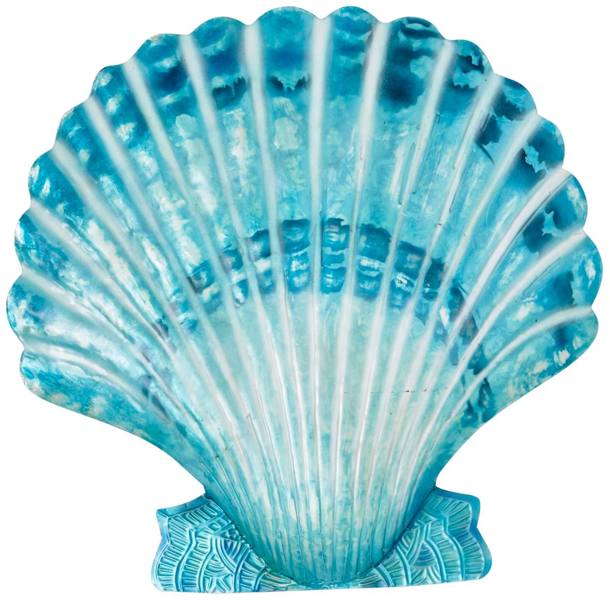 Scallop Shell 19" Wide Blue Metal Wall Decor