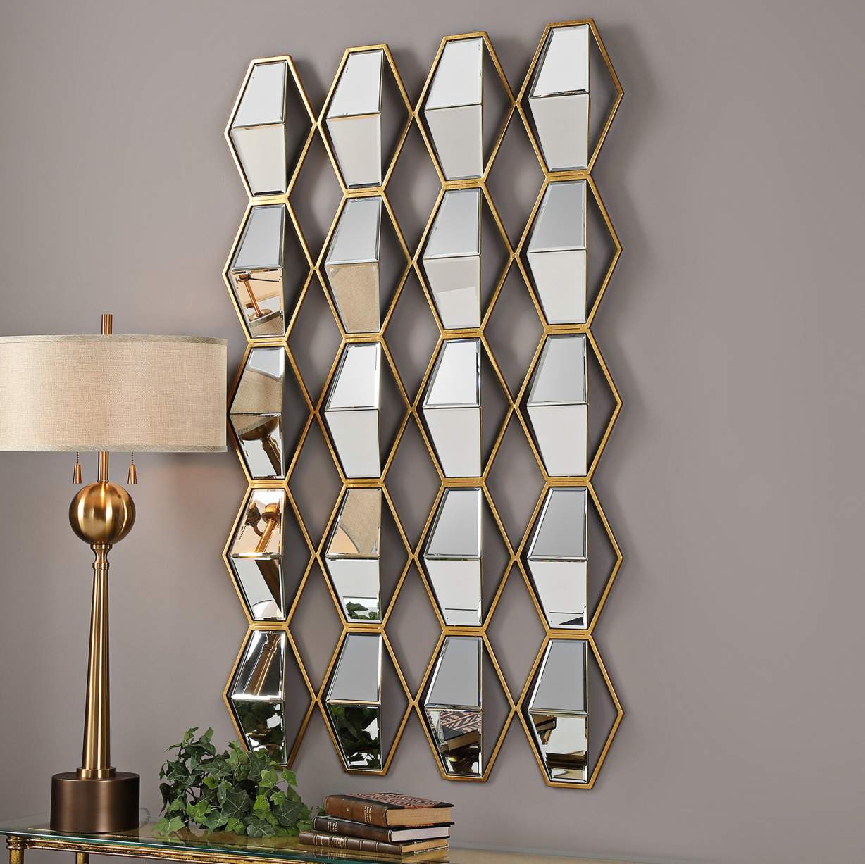 Jillian 52" High Gold Metal Mirrored Wall Art