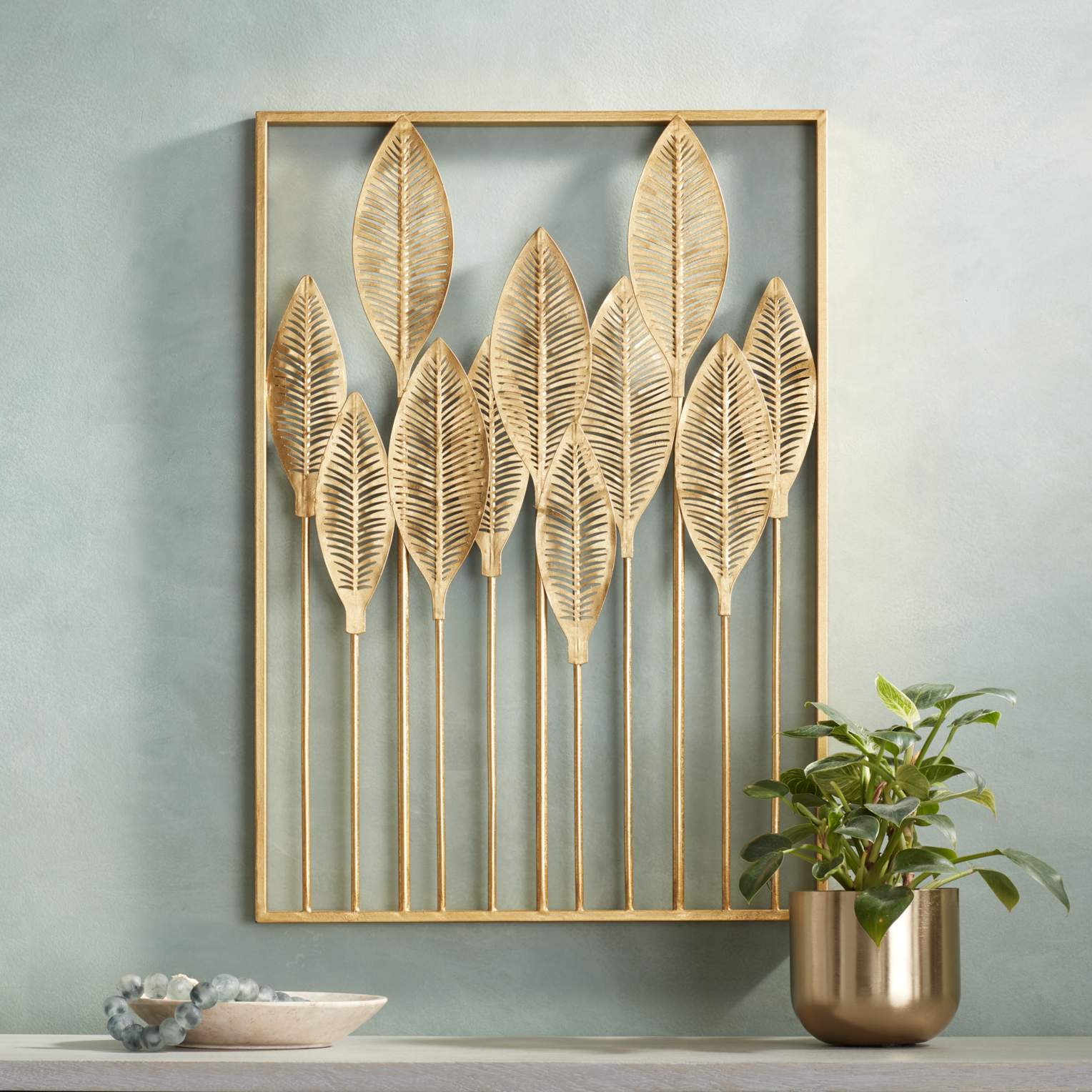 Ciera 28" High Matte Gold Framed Wall Art