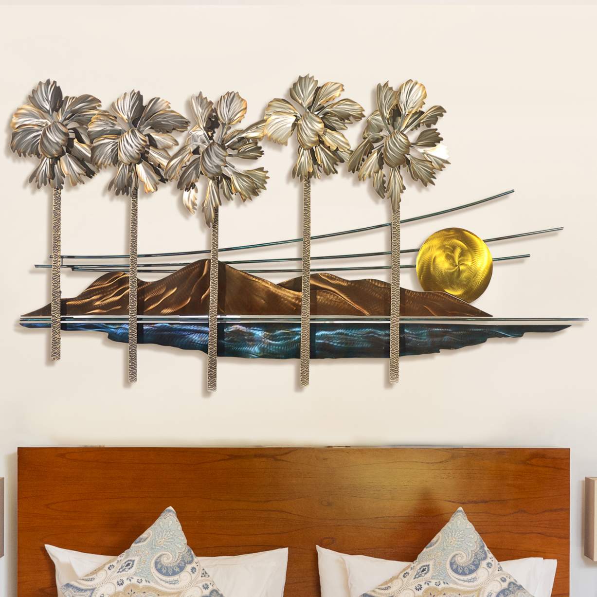 Five Palms 54" Wide Outdoor Metal Wall Art