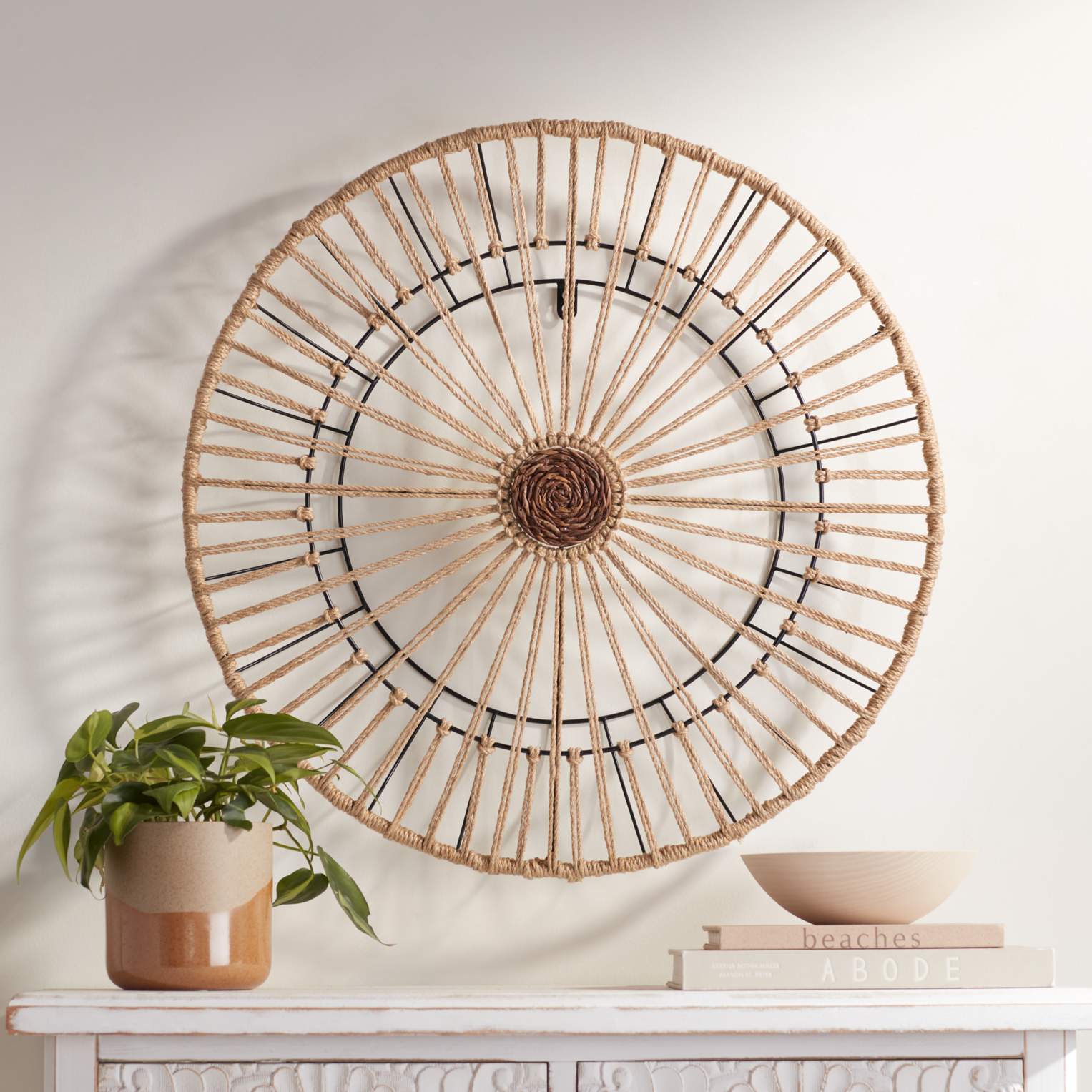 Carson Natural Hemp Rope 23 1/2" Wide Round Wall Art