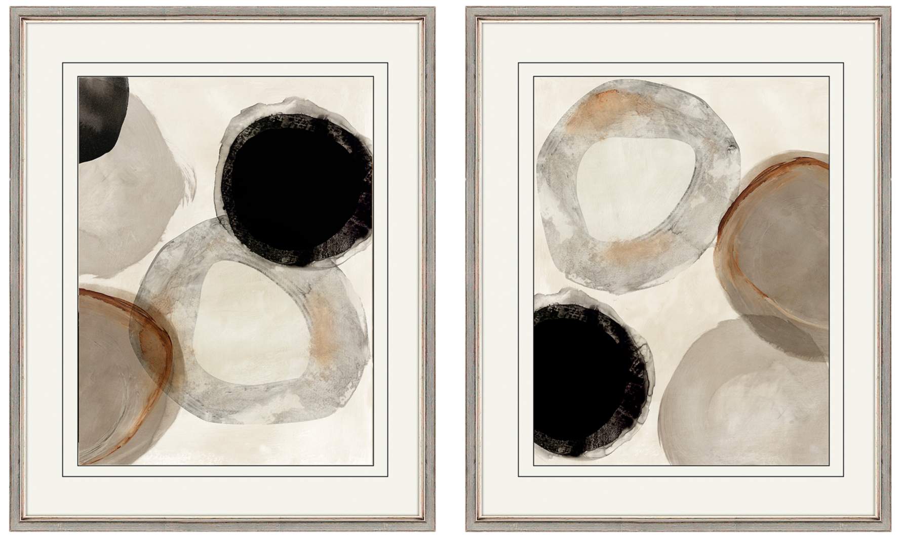 Beige Rings 32" High 2-Piece Framed Giclee Wall Art Set