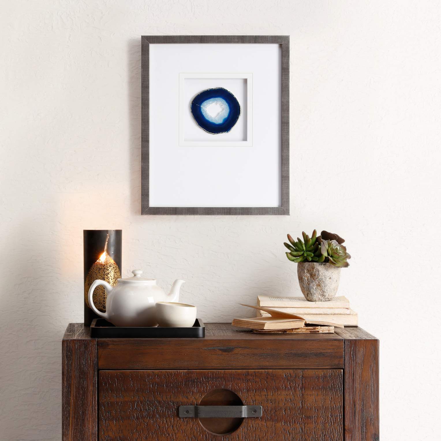 Blue Agate 17" High Framed Wall Art