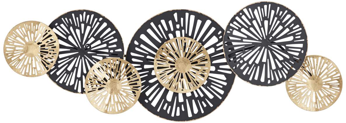 Amelia Gold and Black 47 1/4" Wide Fan Metal Wall Art