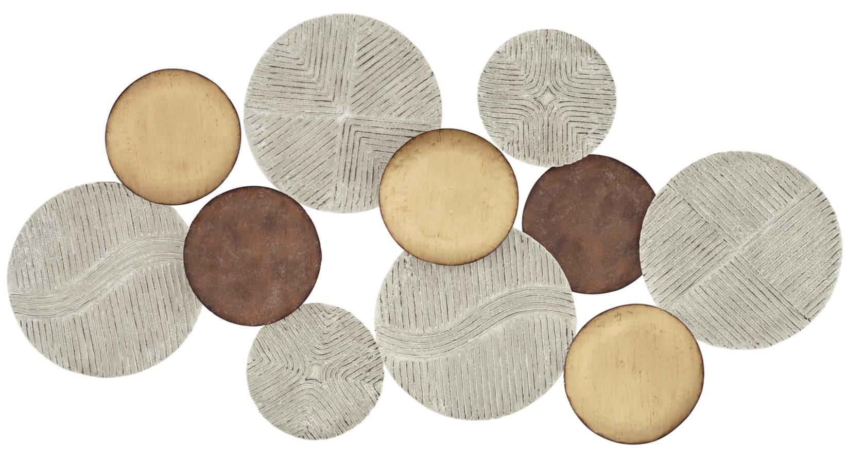 Denson 44 1/4" Wide Gold Bronze White-Washed Disk Wall Art