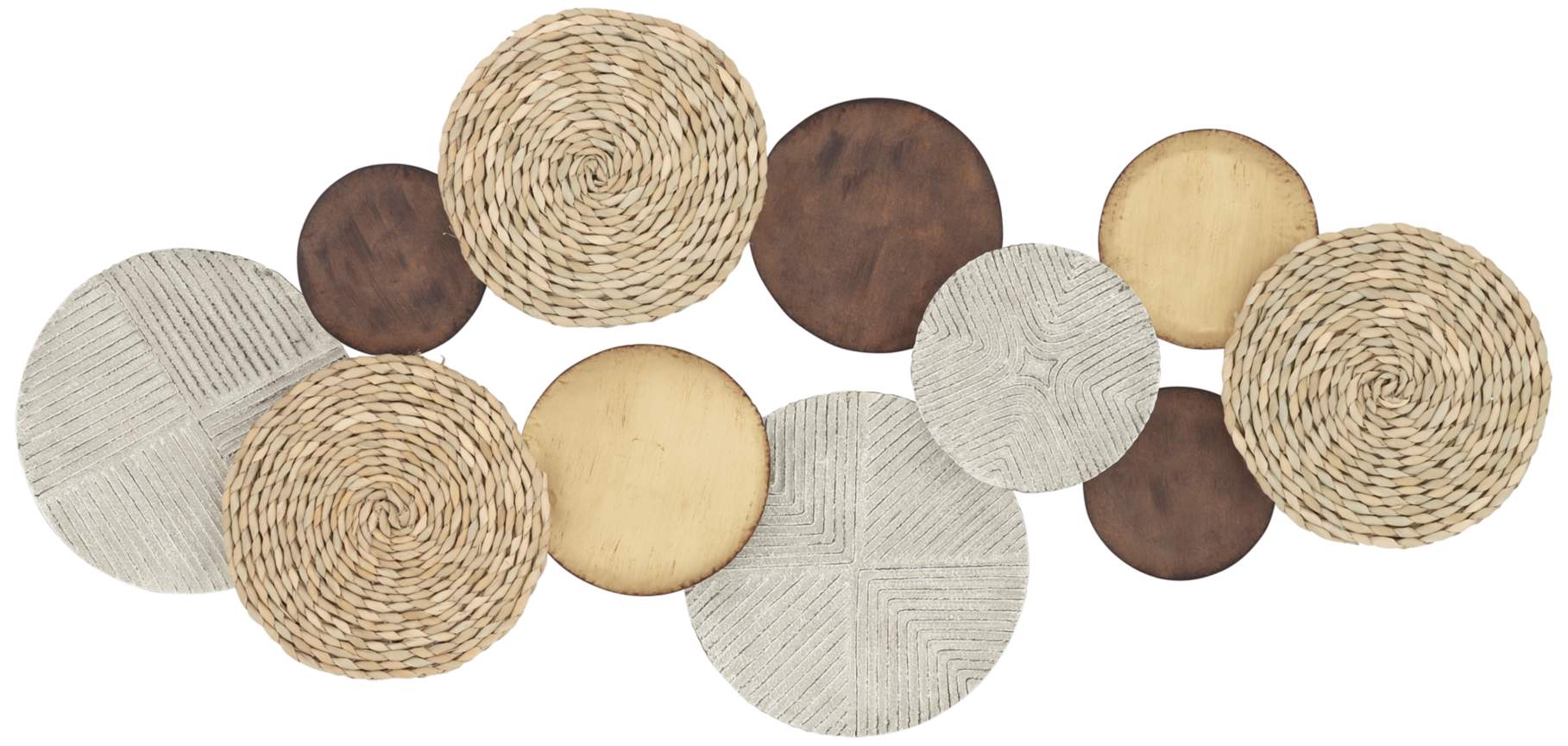 Tempus 47" Wide Gold White-Washed Seagrass Disk Wall Art