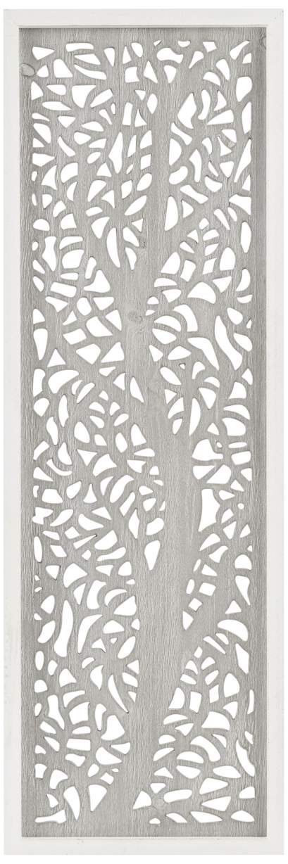 Laurel Branches 36" High Gray Carved Wood Wall Art