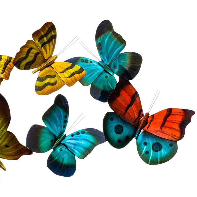 Butterfly Flight 45" Wide Indoor - Outdoor Handmade Metal Wall Art