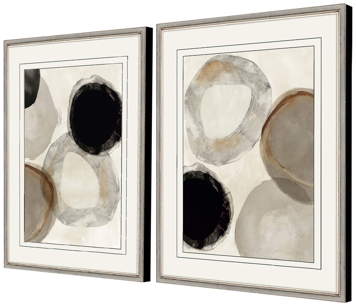 Beige Rings 32" High 2-Piece Framed Giclee Wall Art Set