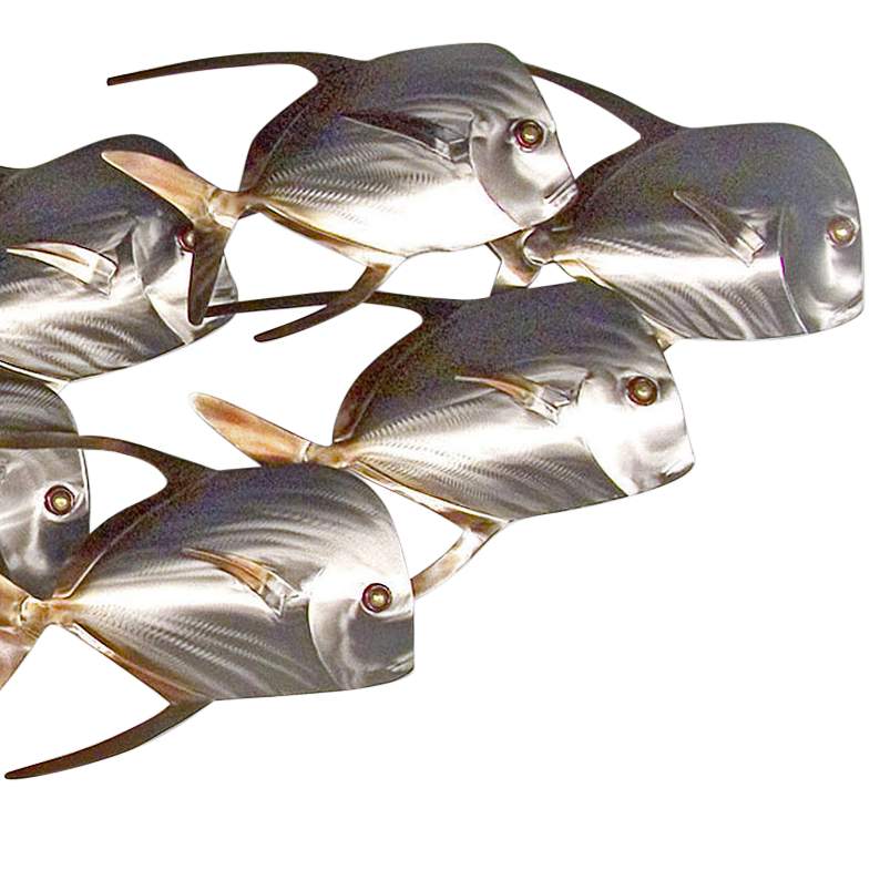 Lookdown Fish School of 10 45" Wide Outdoor Metal Wall Art