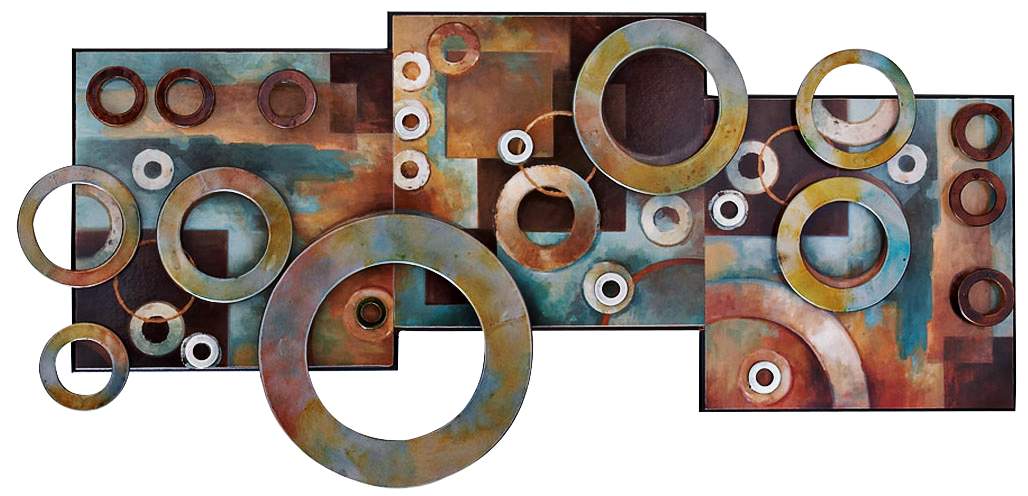 Geometric Ring 36" Wide Wood and Metal Wall Art