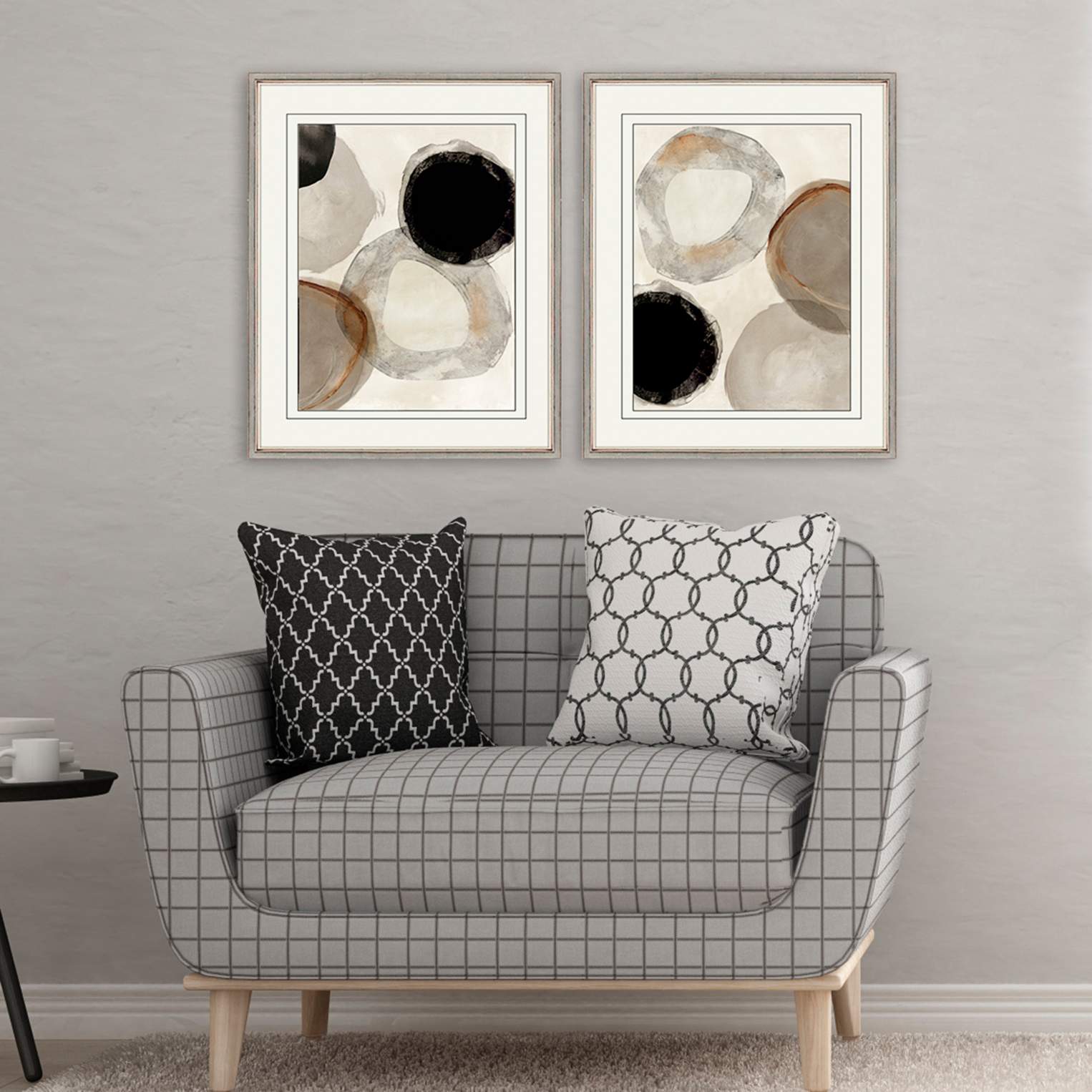 Beige Rings 32" High 2-Piece Framed Giclee Wall Art Set