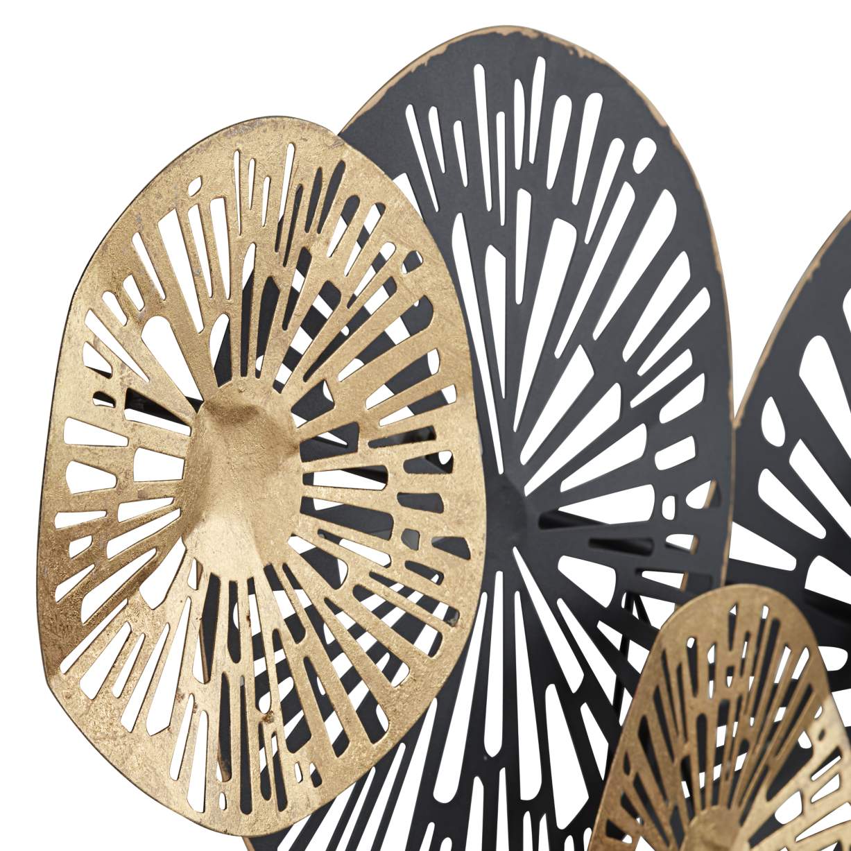 Amelia Gold and Black 47 1/4" Wide Fan Metal Wall Art