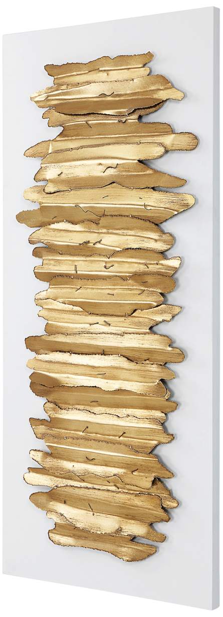 Lev 55 1/4" High Gold and White Metal Wall Art