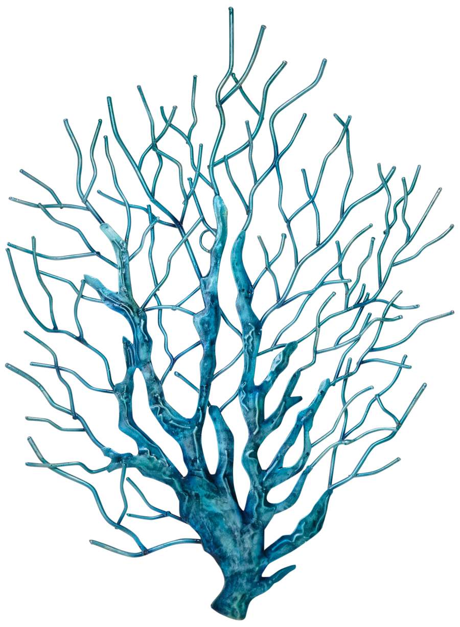 Coral 19" High Blue Metal Wall Decor