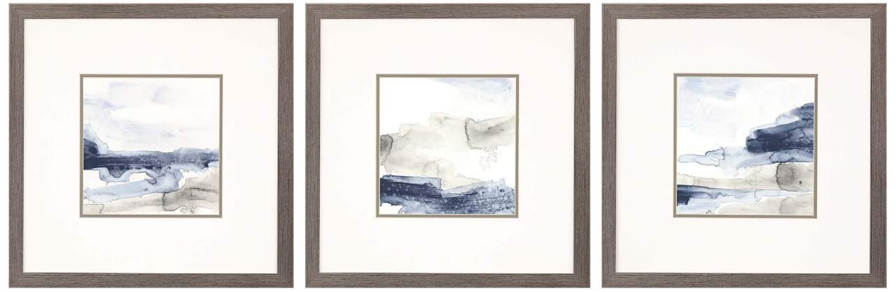 Shoreline Blues II 21"W 3-Piece Framed Giclee Wall Art Set