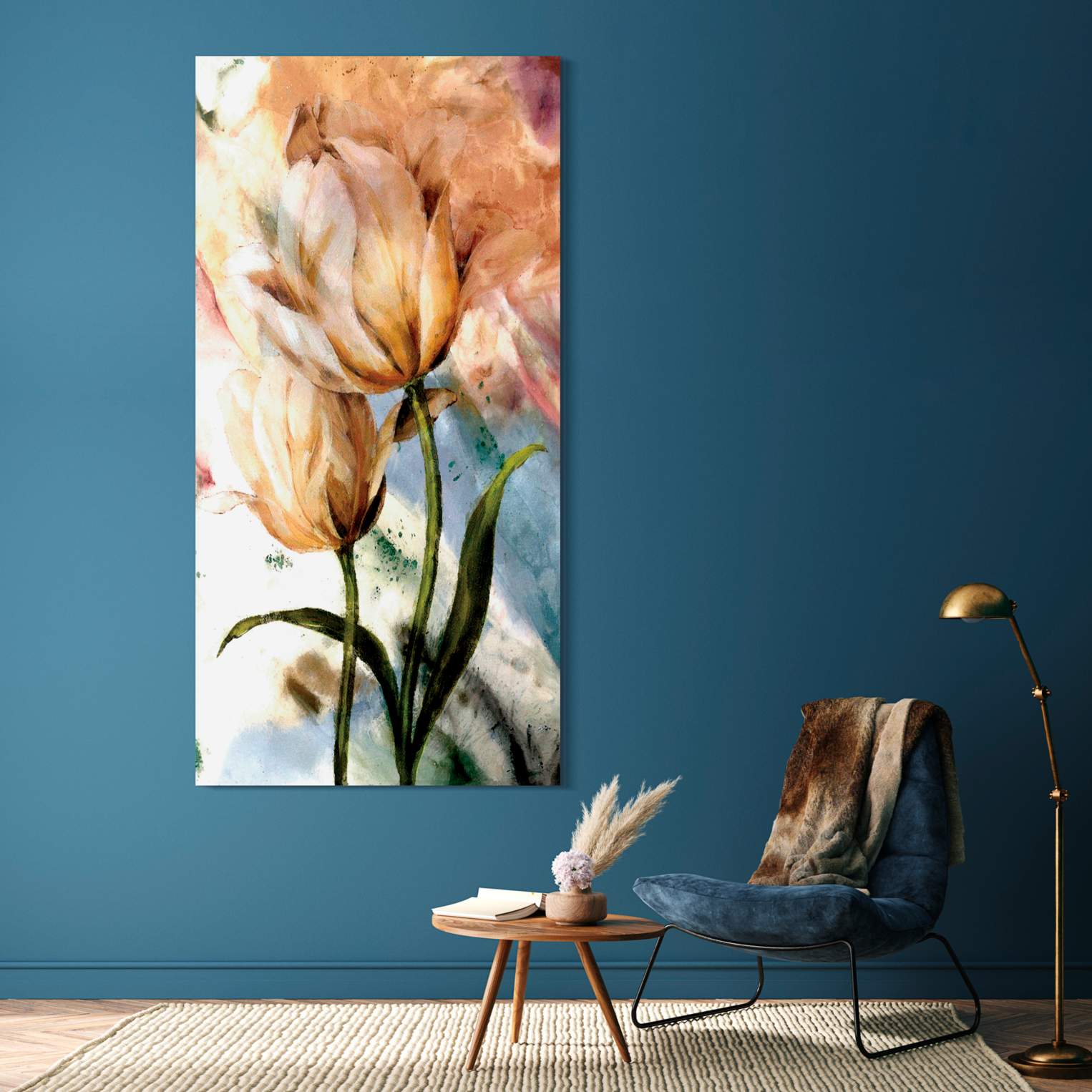 Pastel Fleur I 72" High Printed Tempered Glass Wall Art