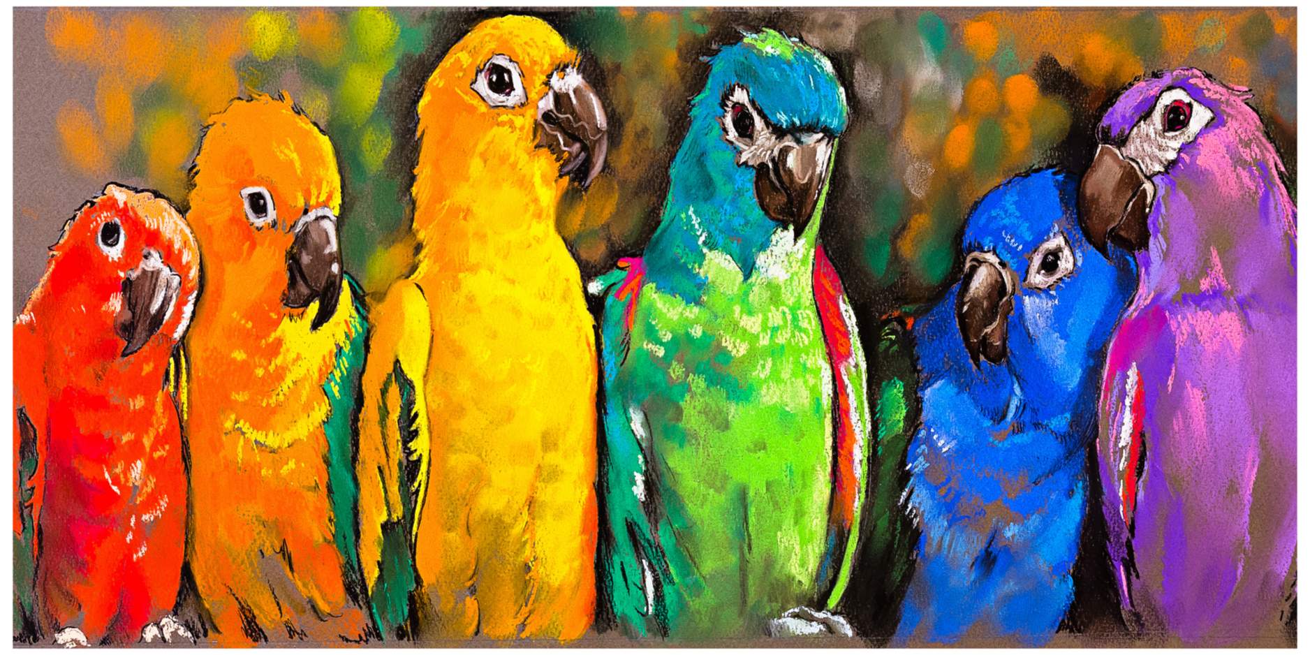 Pretty Parrots 48"W All-Weather Indoor-Outdoor Wall Art