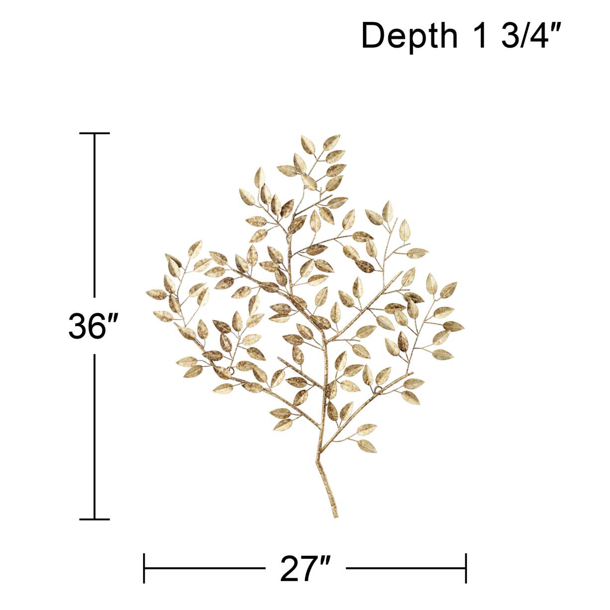 Dolma Gold Leaves 36" High Iron Wall Art