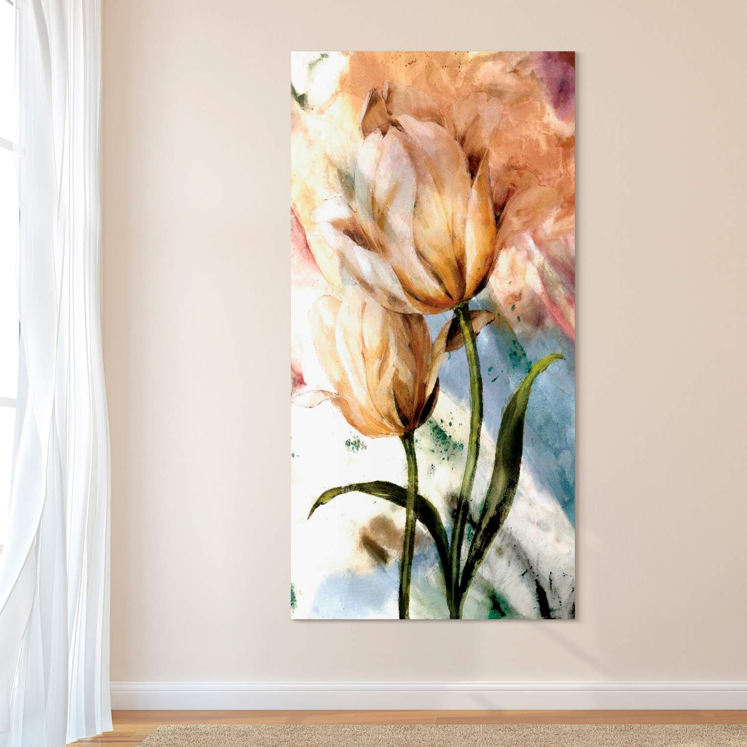 Pastel Fleur I 72" High Printed Tempered Glass Wall Art