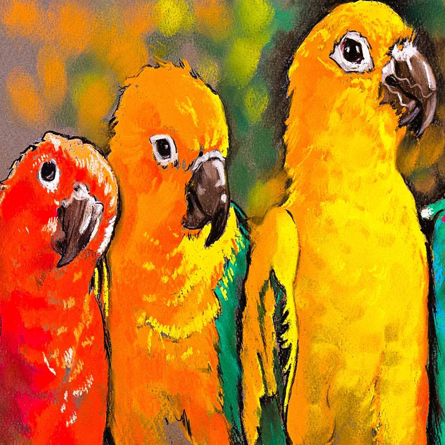 Pretty Parrots 48"W All-Weather Indoor-Outdoor Wall Art