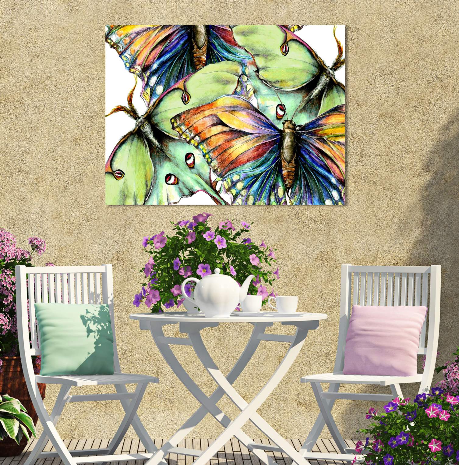 Pastel Butterfly #2 40" Wide Weather Resistant Indoor-Outdoor Wall Art